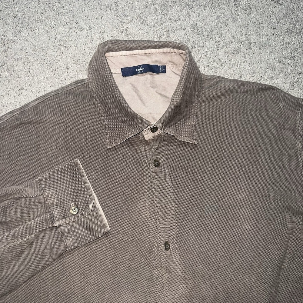 Zegna Sport Men's Brown Cotton-Viscose Blend Button Down LS Shirt Made in Italy